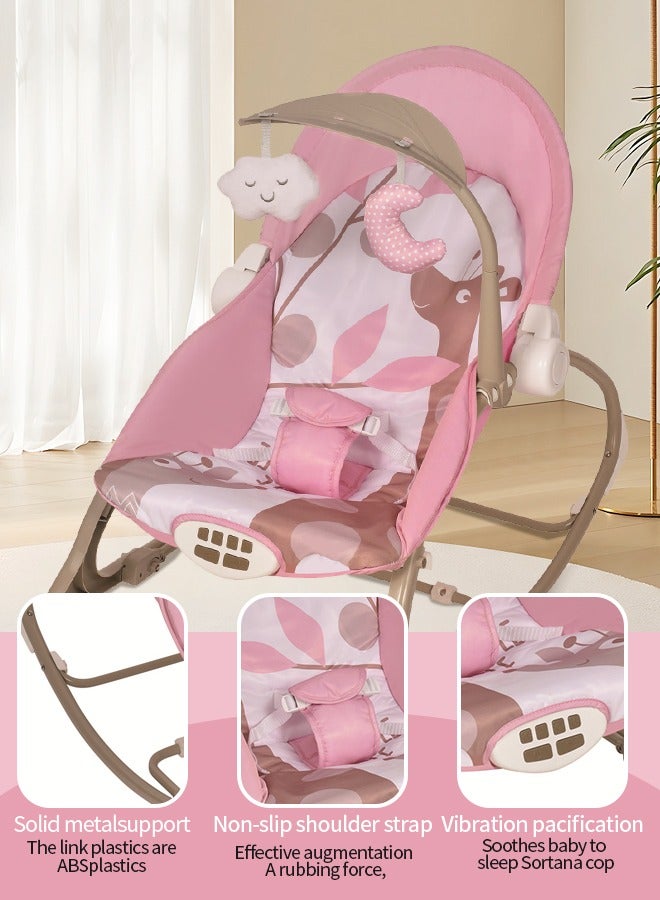 Baby Bouncer Soothing Infant Seat Portable Baby Rocking Chair with Music Baby Swings for Infants Boy and Girl