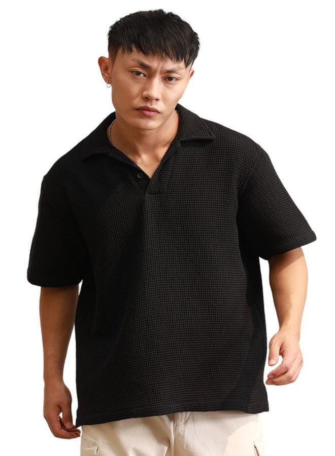 Men Black T-Shirts - Oversized Fit for Casual Style