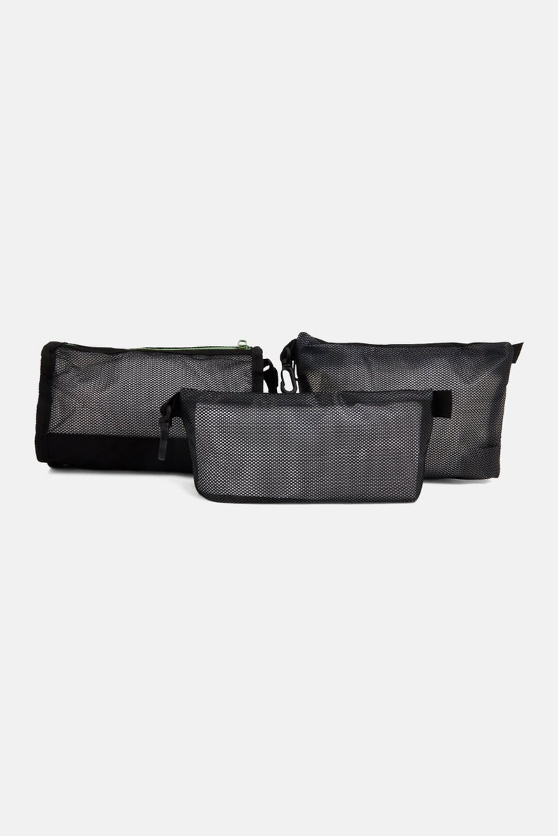 3pcs Storage Travelling Pouch Set 22 L x 5 W x 15 H cm, Black