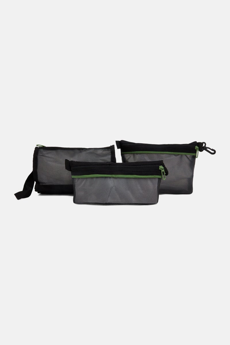 3pcs Storage Travelling Pouch Set 22 L x 5 W x 15 H cm, Black