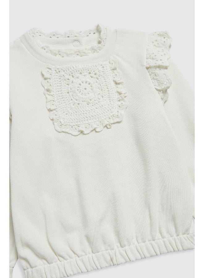 Cream Crochet Sweat Top