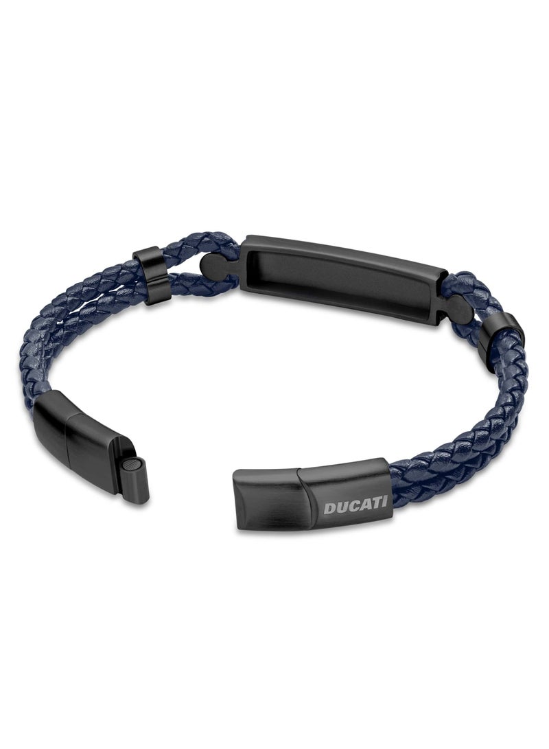 Trionfo Blue Leather Strap Gents Bracelet with Magnetic Clasp - 210 mm