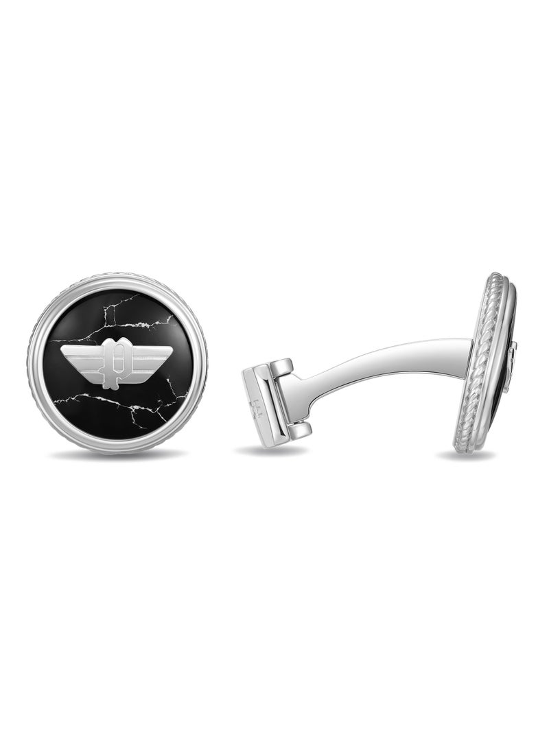 Police Treasure Stainless Steel Gents Cufflinks with Wings Logo - 18mm