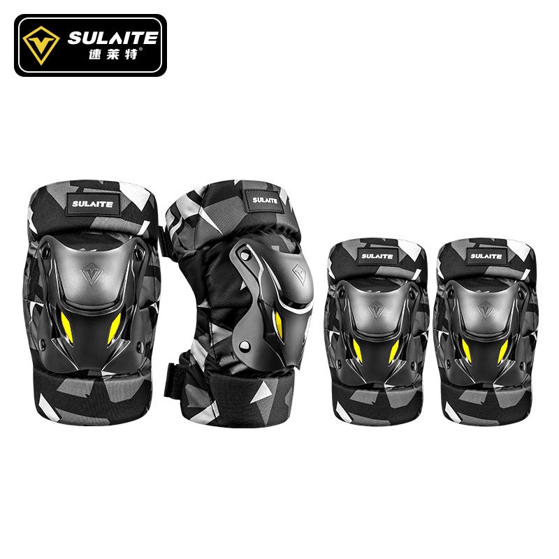 SULAITE Summer Motorcycle Knee Elbow PadsCamouflage short [knee + elbow four-piece]] Camouflage short [knee + elbow four-piece]]