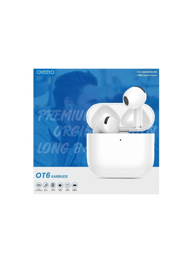 Oteeto OT6 True Wireless Bluetooth Earbuds With Hifi Sound Quality Noice Cancelation and Touch Sensor Compatible With Android Devices