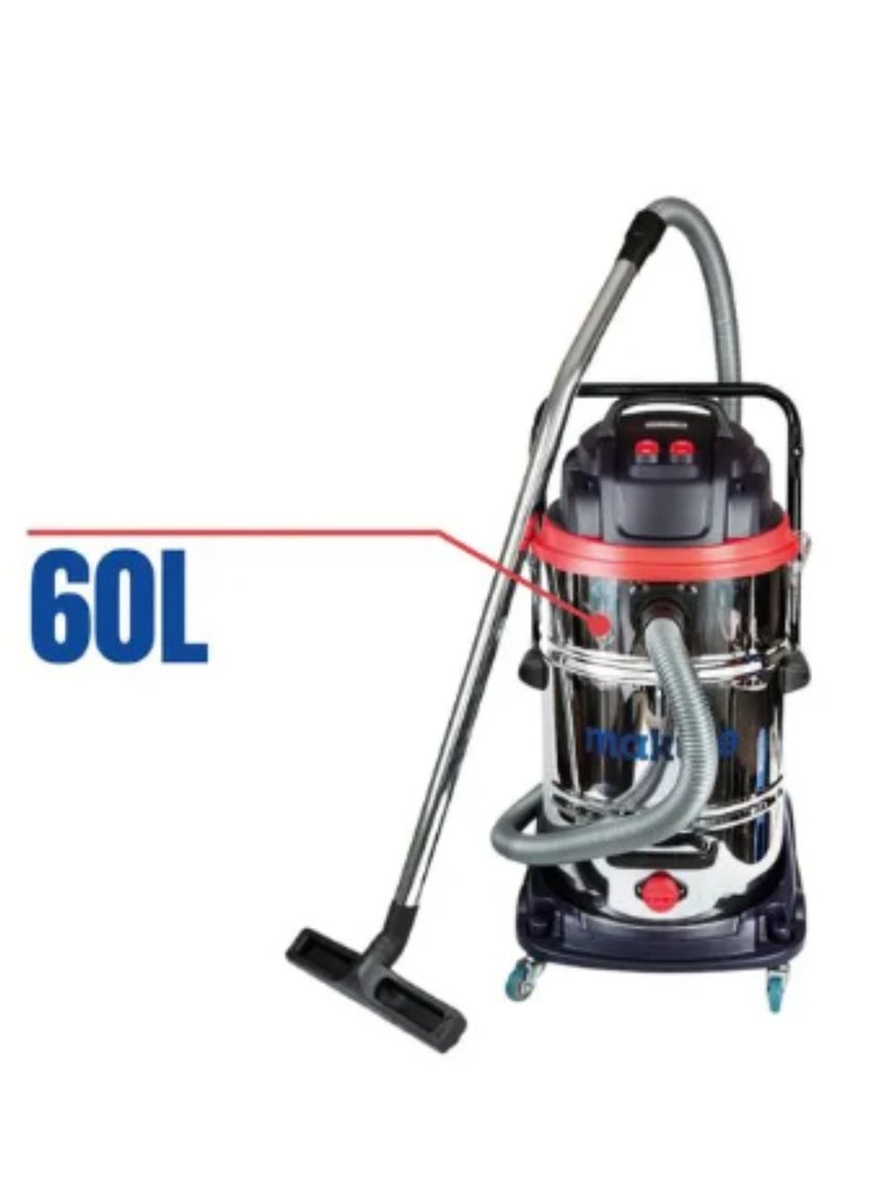 Wet & Dry Vacuum Cleaner, 60L Capacity, 2400W Power, Strong Suction ≥19KPa, High Airflow 35L/s for Home & Office Cleaning, VC121-60