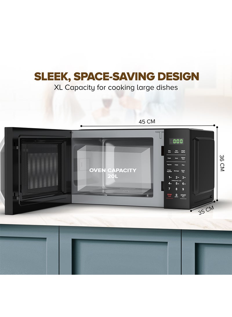 700W 20L Microwave Oven, Digital Touch Control, Child Safety-Lock, 11 Power Levels & 6 Auto Menus, Cooking End Singnal, Touch Control Panel, Convenient Pull Hand Door, 2 Year Warranty 20 L 700 W NMO2110DB Black