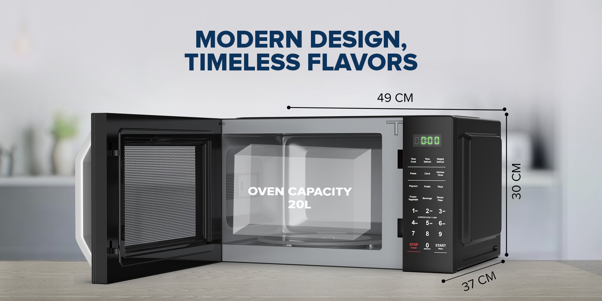 700W 20L Microwave Oven, Digital Touch Control, Child Safety-Lock, 11 Power Levels & 6 Auto Menus, Cooking End Singnal, Touch Control Panel, Convenient Pull Hand Door, 2 Year Warranty 20 L 700 W NMO2110DB Black