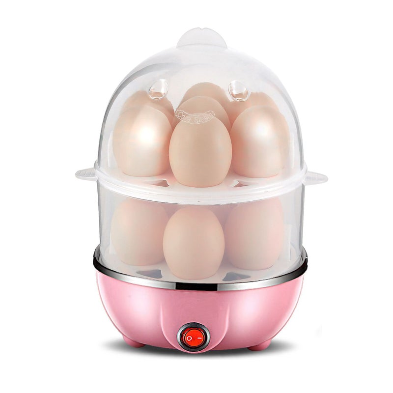 Dual Layer Electric Egg Boiler Stainless Steel Breakfast Steamer Pink Double Layer