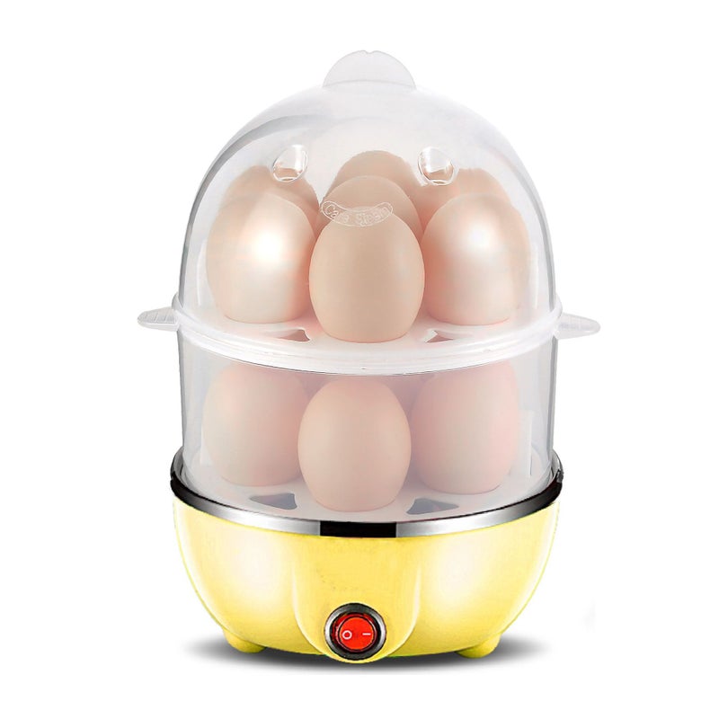 Dual Layer Electric Egg Boiler Stainless Steel Breakfast Steamer Yellow double layer