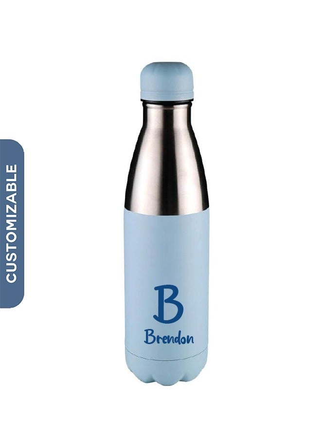 Personalised Water Bottle With Blue Text