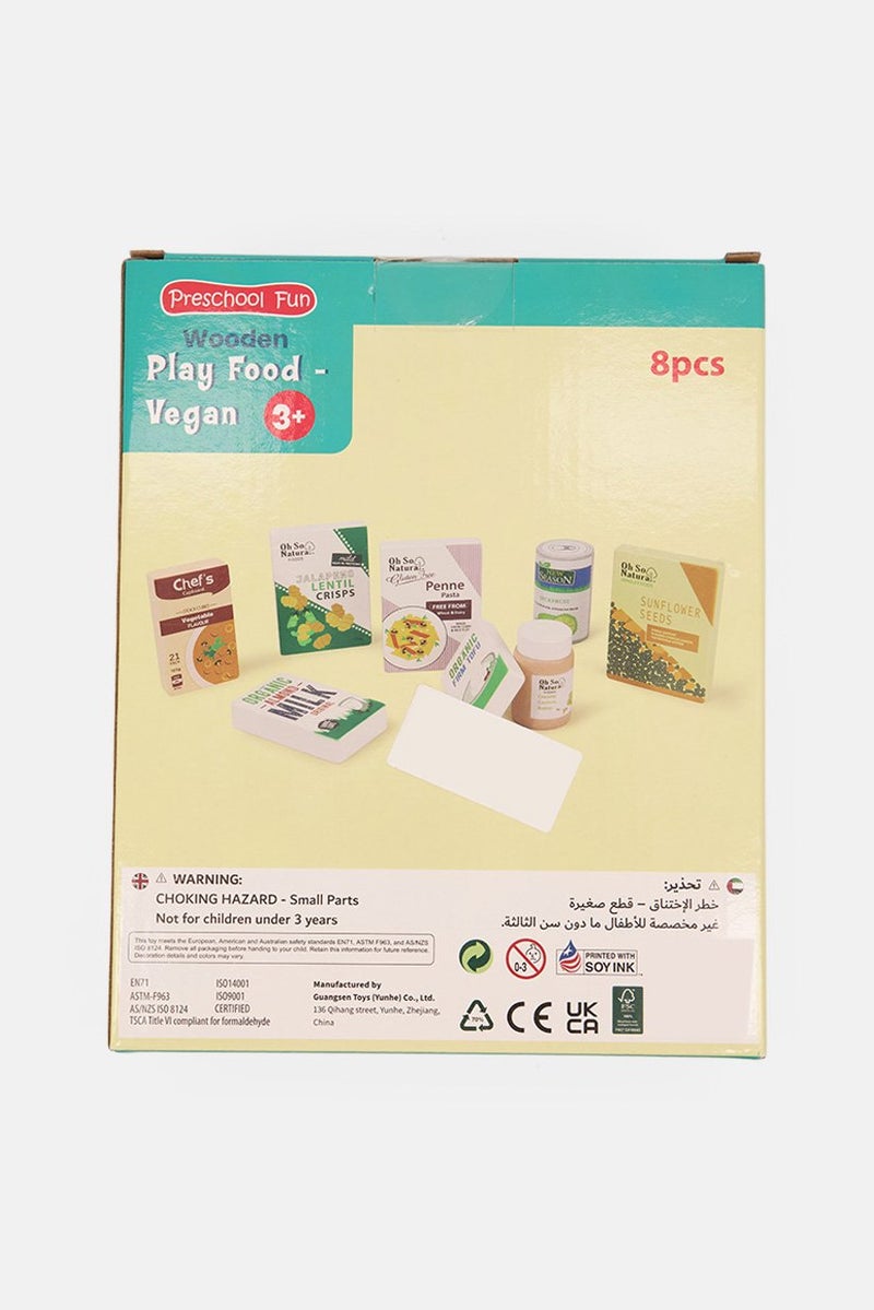 8 Pcs Wooden Play Food Vegan, White Combo