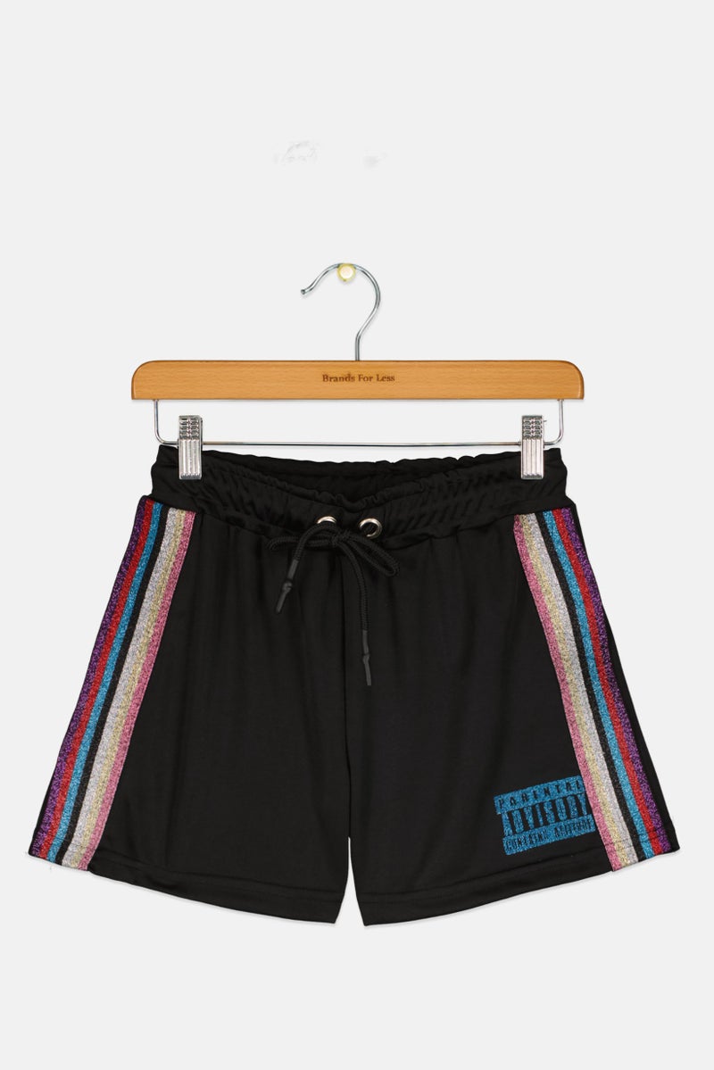 Kids Girl Brand Logo Short, Black Combo