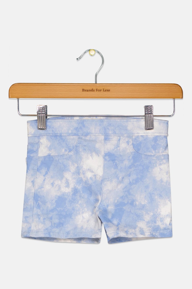 Kids Girl Tie Dye Basic Shorts, Blue Combo