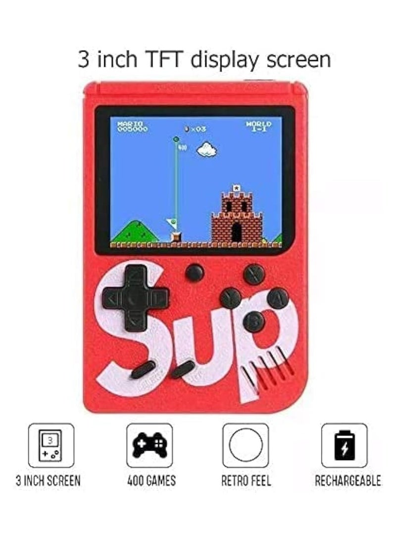 AWH 2 Pack Sup Games Box with 400 in 1 Games Retro Portable Mini Handheld Game Console 3.0 Inch Kids Game Player Black+Red