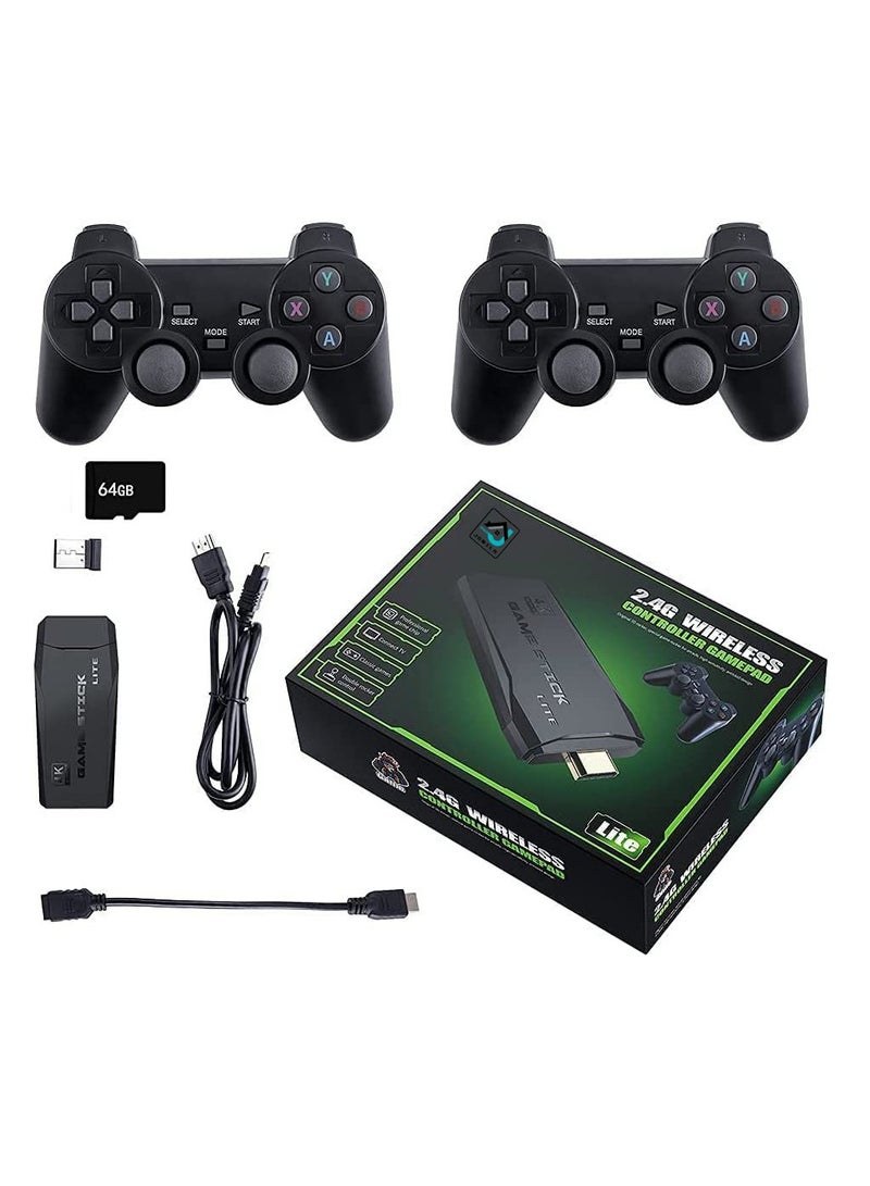 Wireless Retro Game Console Plug and Play Video Game Stick Built in 10000+ Games,9 Classic Emulators 4K High Definition HDMI Output for TV with Dual 2.4G Wireless Controllers 64G