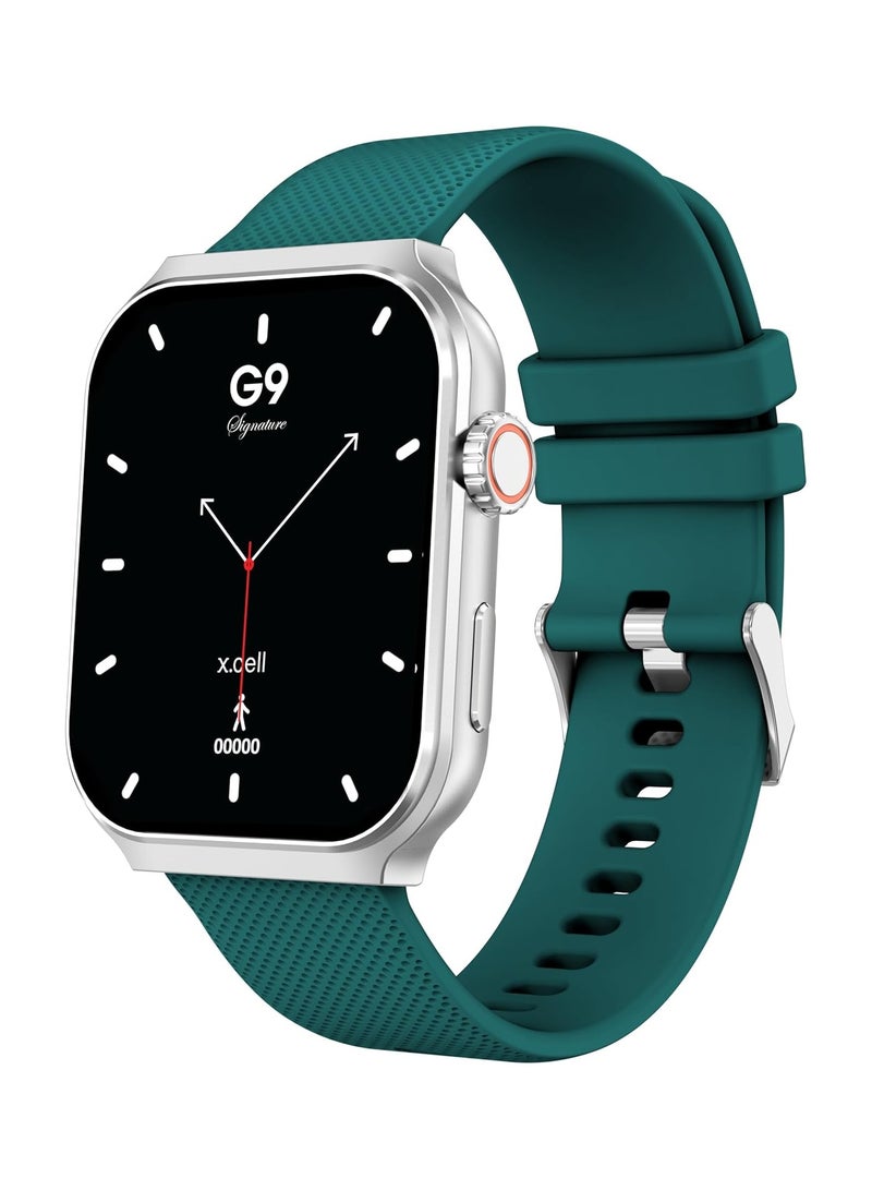 G9 Signature Unisex Smart Watch, 2.01” HD Display with IP67 Water Proof, Fitness Tracker with 107 Workout Options, 7+ Days Battery with Wireless Charging, Compatible with iOS & Android - Green