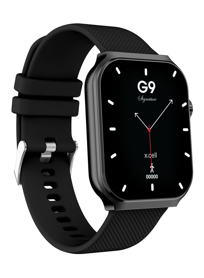 G9 Signature Unisex Smart Watch, 2.01” HD Display with IP67 Water Proof, Fitness Tracker with 107 Workout Options, 7+ Days Battery with Wireless Charging, Compatible with iOS & Android - Black