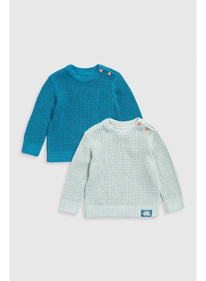 Waffle Knitted Jumpers - 2 Pack