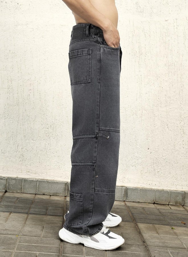 Men Black Jeans - Baggy Loose Fit for Ultimate Comfort