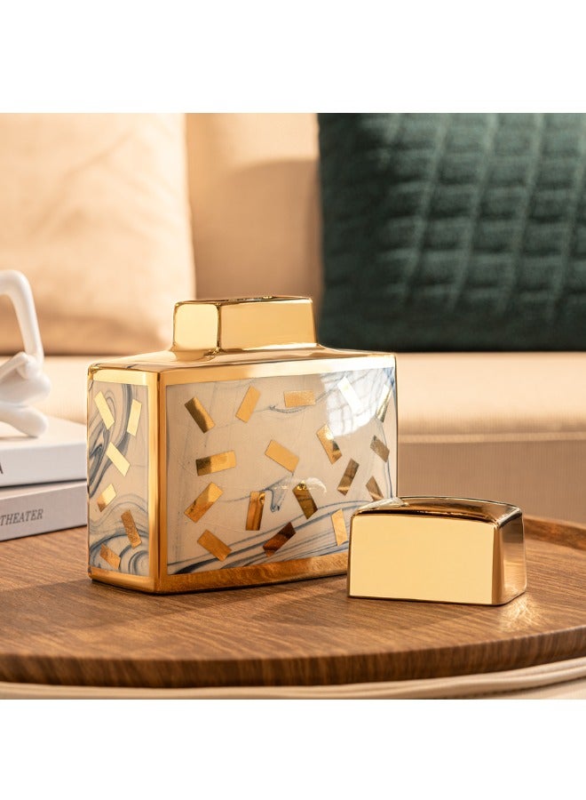 Premium Gold Ceramic Small Decor Jar