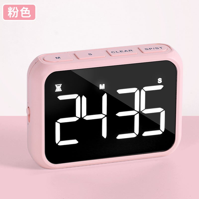 Adjustable LED Timer, 100-Min Countdown, Kitchen ClockPink Pink