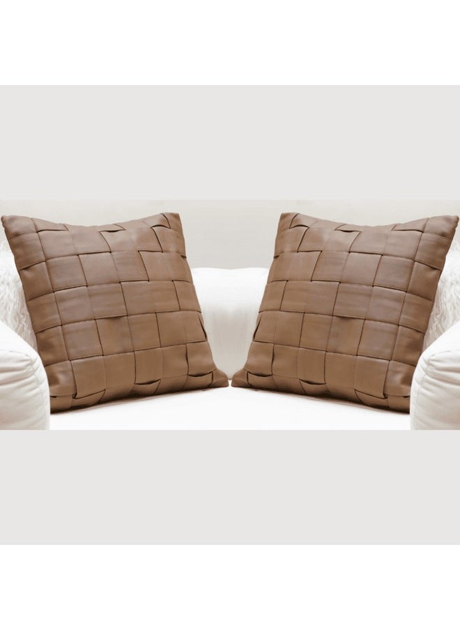 MAAC Home Set of 2 Cushion Cover Lumbar Brown Cushion CoverPremium Modern Minimalist Elegant design for Sofa Couch Bed Chair