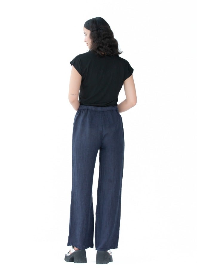 Navy Blue Wide-Leg Pants