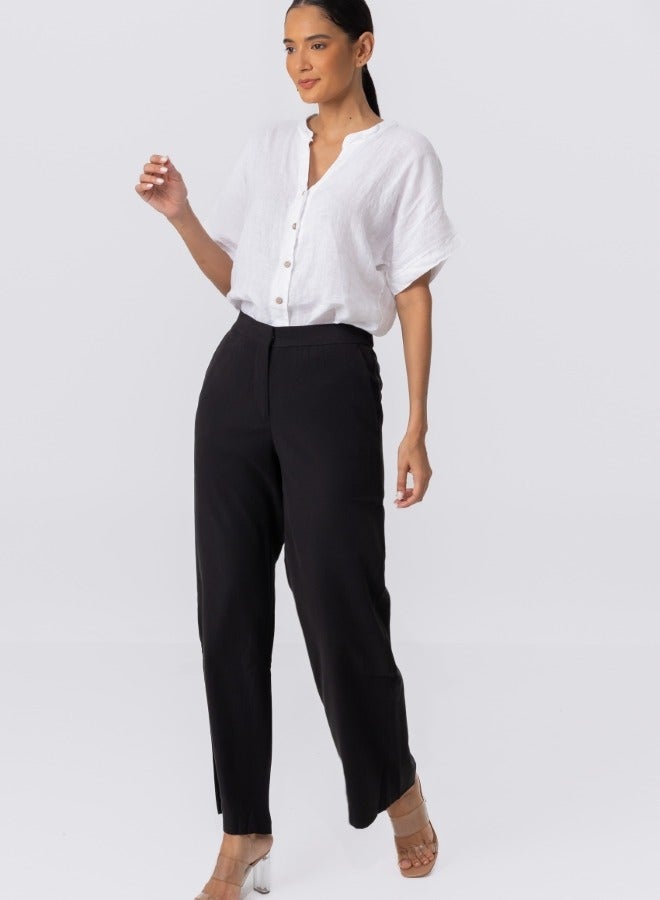 High-Waisted Wide Leg Dress Pants - Black