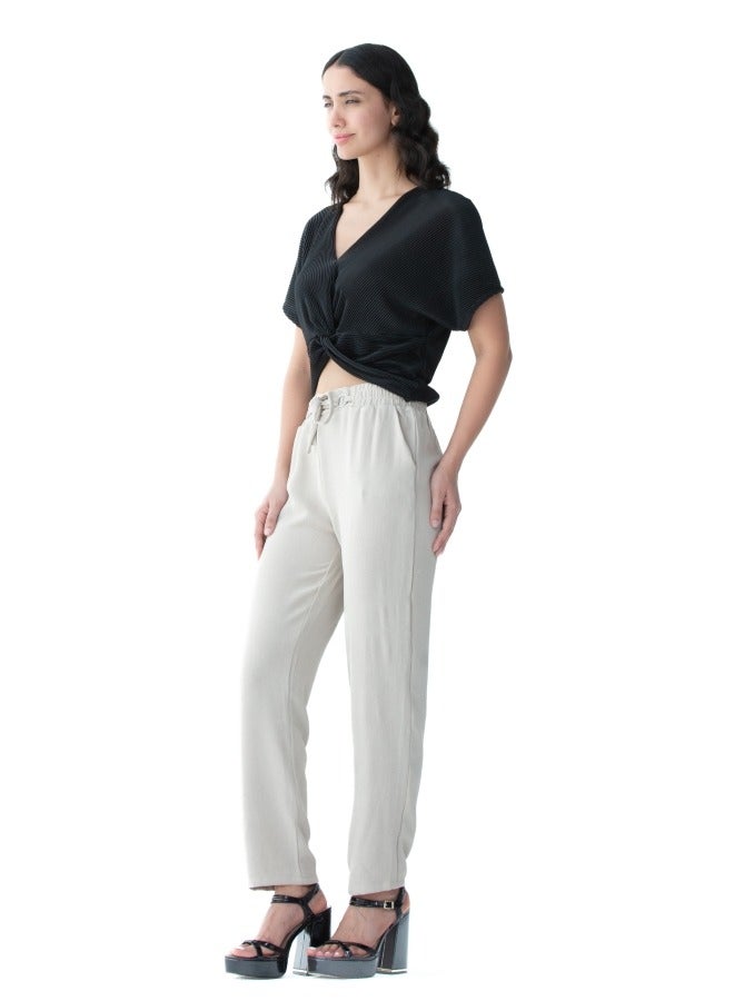 Women's Light Beige Drawstring Pants