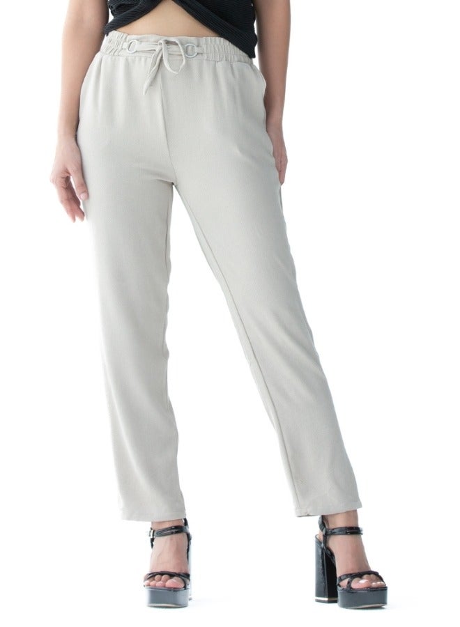 Women's Light Beige Drawstring Pants