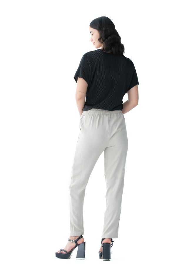 Women's Light Beige Drawstring Pants