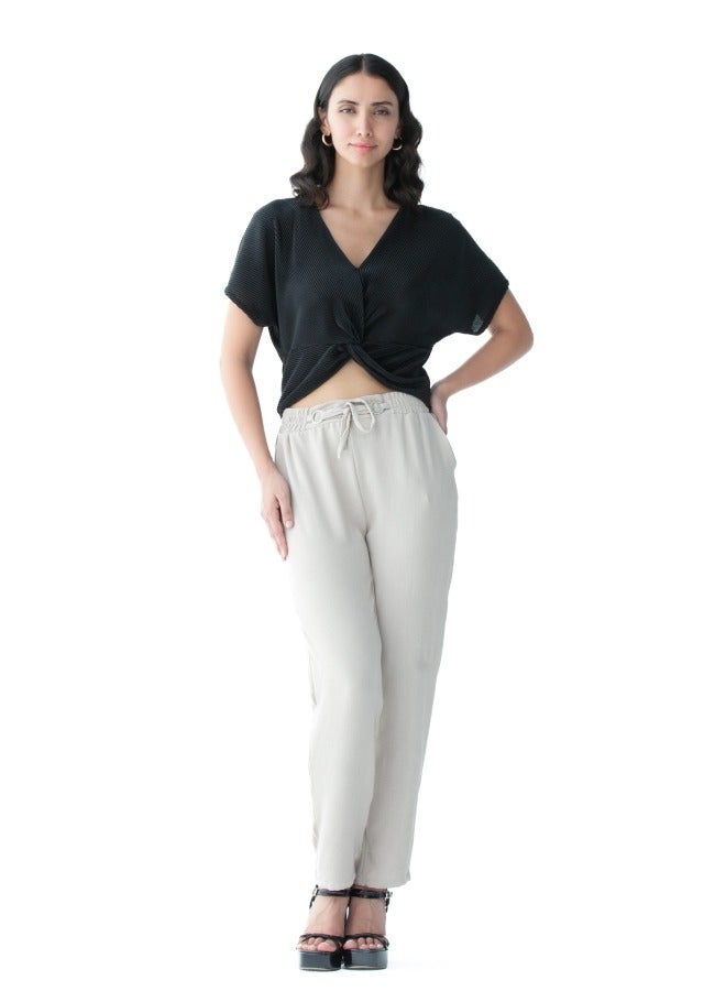 Women's Light Beige Drawstring Pants