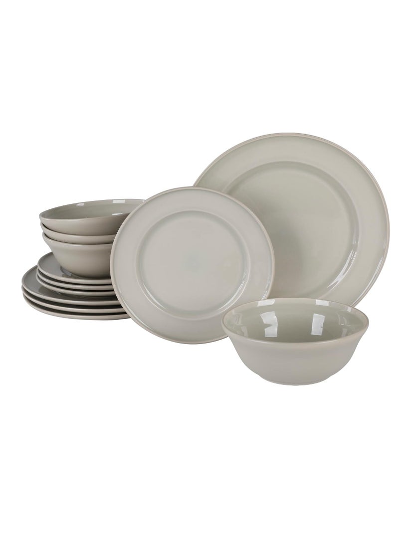 Martha Stewart Portillo 12 Piece Reactive Stoneware Dinnerware Set - Sharkey Gray