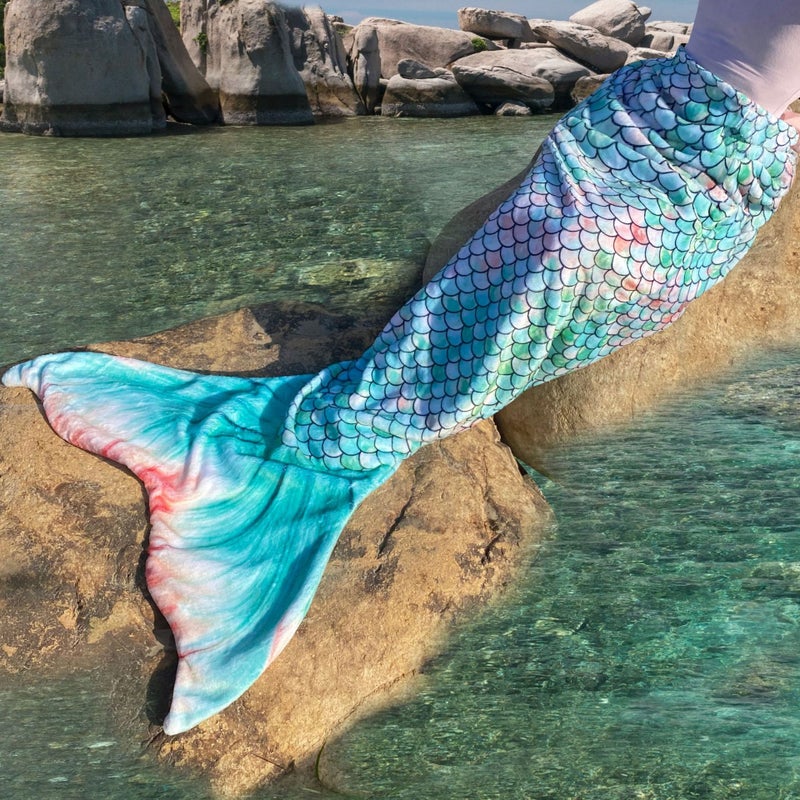 Kids Mermaid Tail Sleeping Bag Flannel Blanket Green