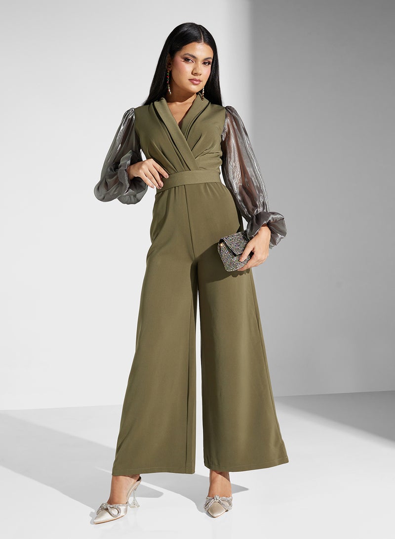 pleated bust jumpsuit