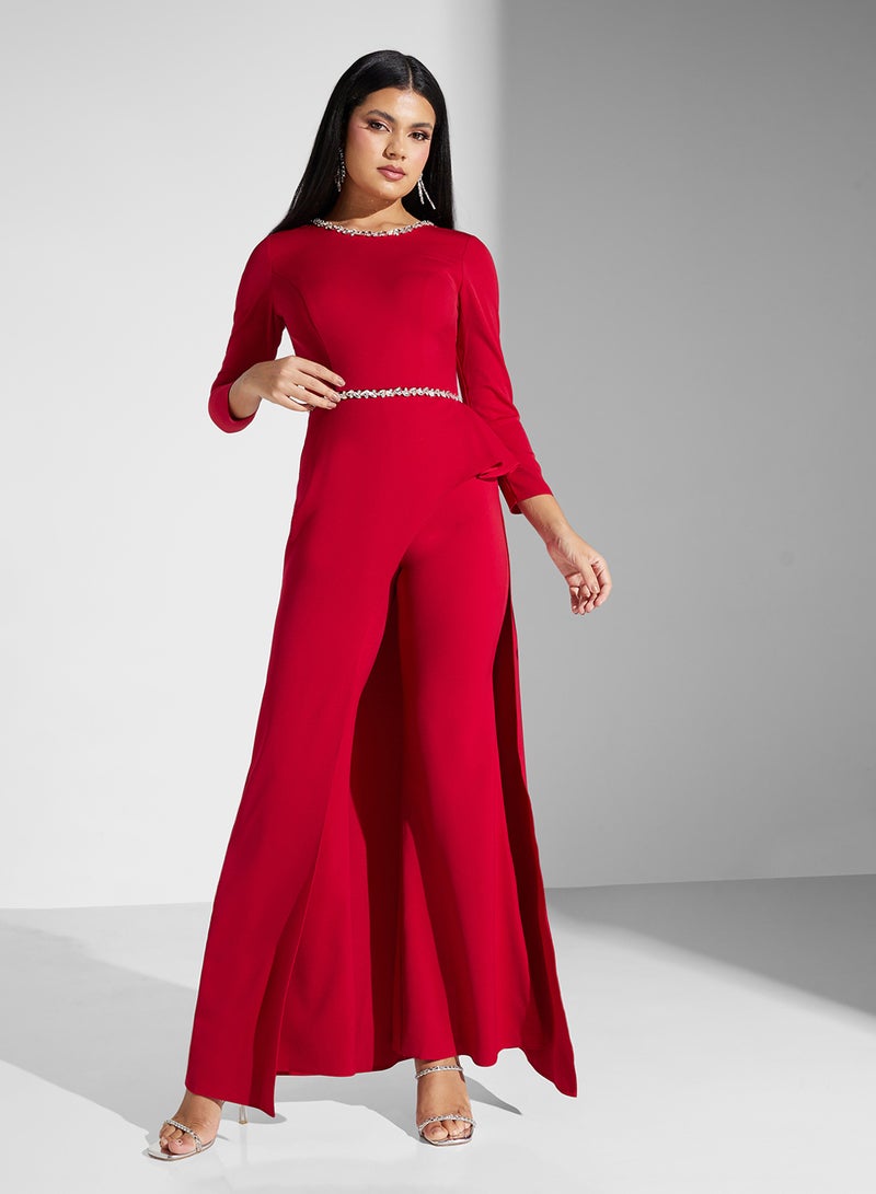 laced curve design jumpsuit