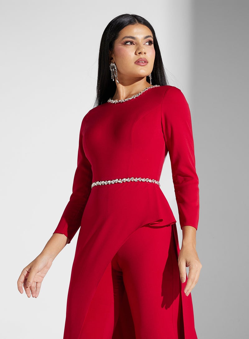 laced curve design jumpsuit