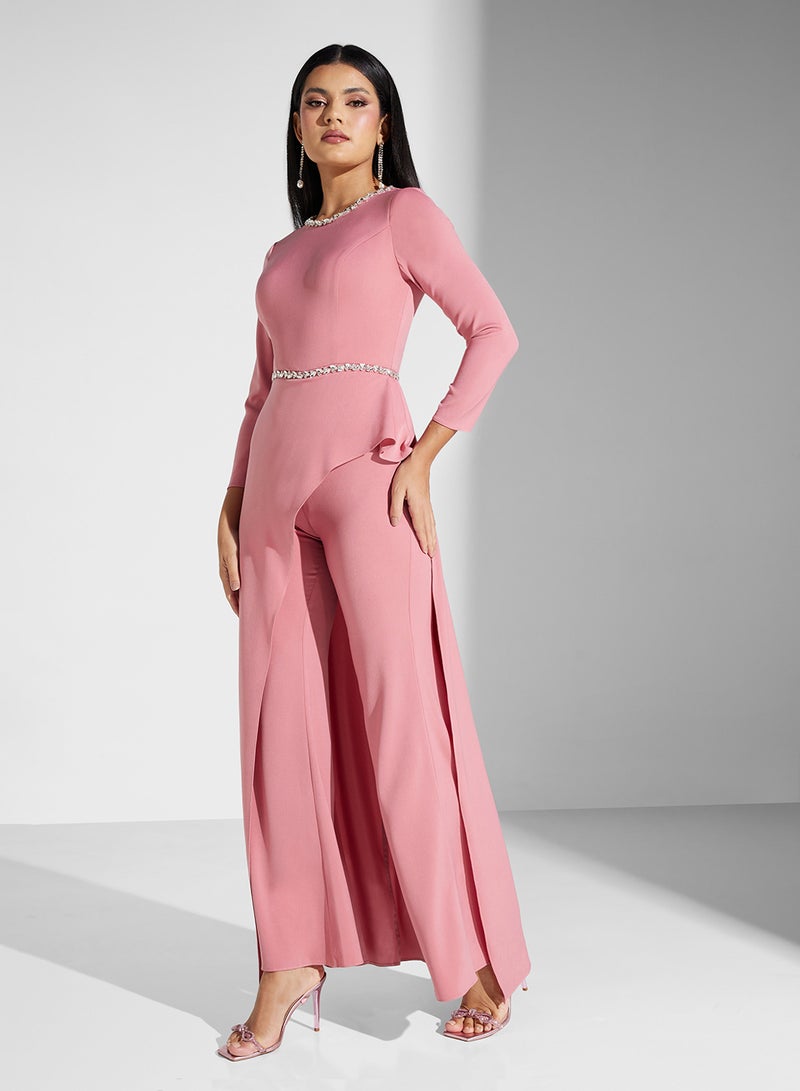 laced curve design jumpsuit