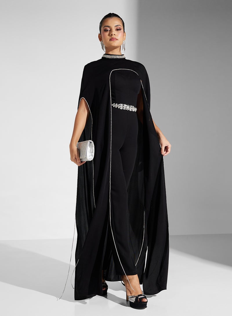 crystal cape jumpsuit