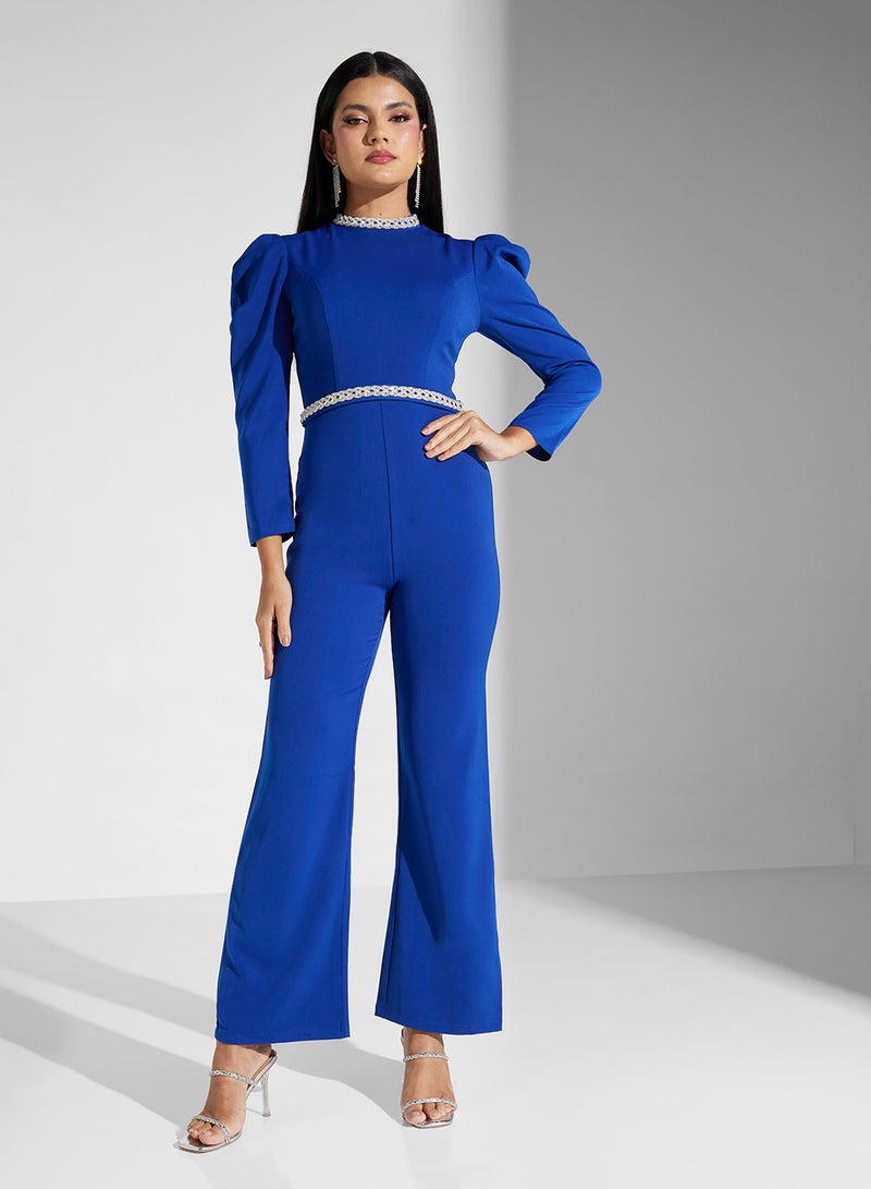 pleated shoulder jumpsuit