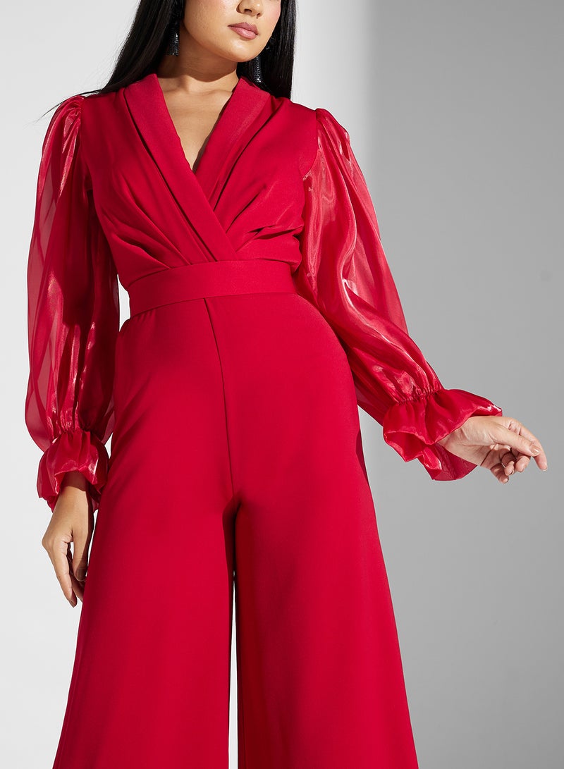 pleated bust jumpsuit