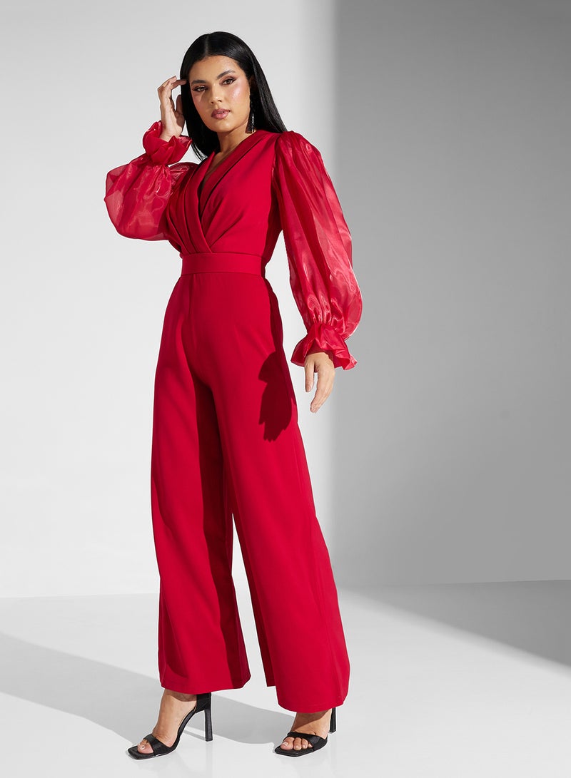 pleated bust jumpsuit