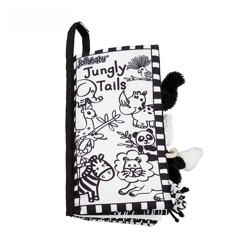 Jollybaby Animal Tail Cloth Book for Toddlers(English) black and white jungle animal tail cloth book (English) black and white jungle animal tail cloth book