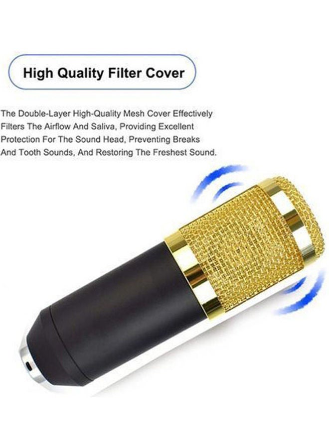 Microphone Condenser + Set V8 Usb With Sound Card AZ-8452 Black-Gold