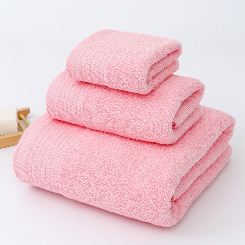 Factory wholesale cotton towel plain jacquard household soft thick absorbent face towel enterprise towel custom Twist Pink