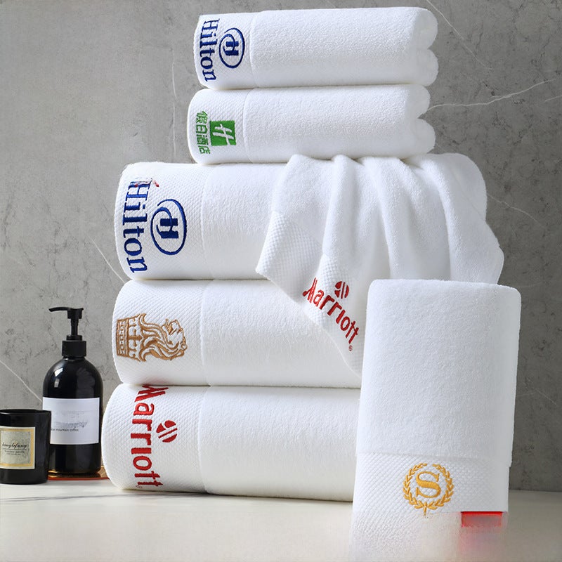 Pure Cotton Embroidered Bath Towel Thickened White