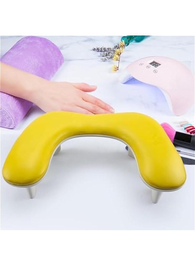 U Shape Arm Rest,Breathable Nail Hand Pillow,Professional Portable Manicure Armrest for Home DIY,Nail,Personal, yellow, 45cmx30cmx19cm