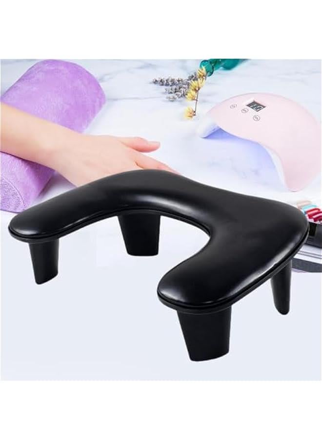 U Shape Arm Rest,Breathable Nail Hand Pillow,Professional Portable Manicure Armrest for Home DIY,Nail,Personal, black, 45cmx30cmx19cm