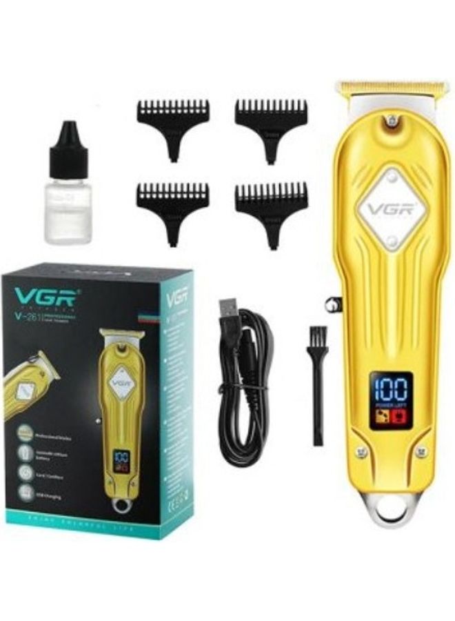 V-261 Professional Electric Rechargeable LED Display Best Hair Trimmer Gold